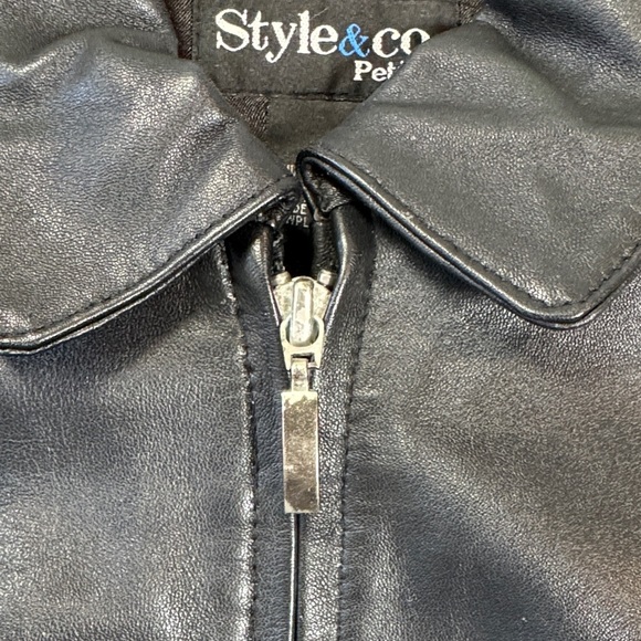 Style & Co. Women's Sleek Black Leather Jacket - Picture 5 of 9